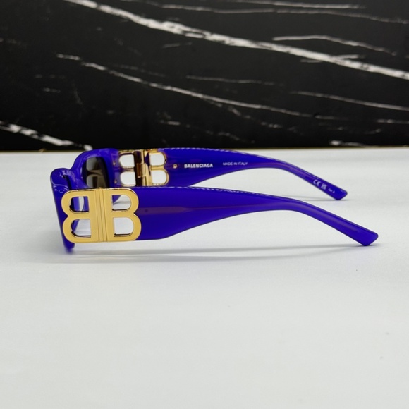 NEW BB0096S 004 BALENCIAGA PURPLE GREY SQUARE UNISEX BALENCIAGA SUNGLASSES - Picture 6 of 10